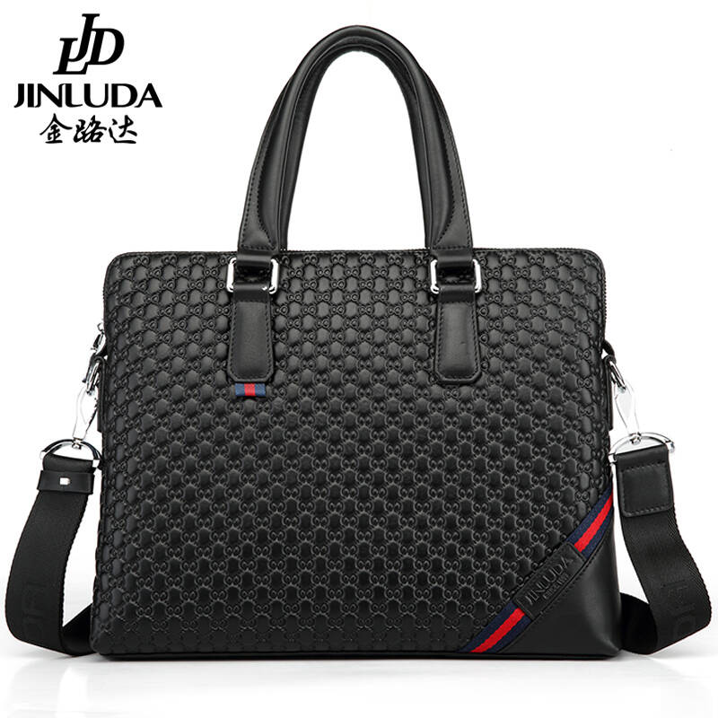 jinluda金路达男包 男士手提包单肩包皮包商务公文包 头层牛皮真皮