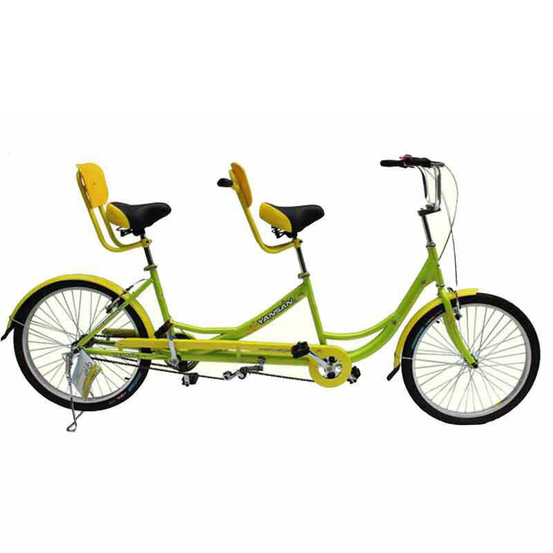 户外休闲娱乐24寸双人自行车多人骑公路车双人车自行车 黄色