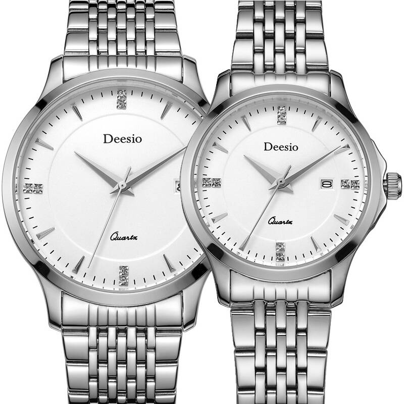 迪西欧(deesio)时尚商务手表 男士 防水 手表男 女士对表 全钢带情侣