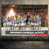 狼天影2022年世界杯冠金阿根廷夺冠海报梅西迪玛利亚内斯门将墙贴画定制 阿根廷01 60*90cm(PP带胶)