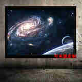狼天影 宇宙星系海报墙贴纸银河系太空唯美科幻装饰挂画天文星象图定制 宇宙星系01 40*60cm框+画