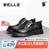 百丽男鞋通勤商务皮鞋褶皱牛皮舒适厚底正装鞋A1422AM4【预售】 黑色-单里 38 (240mm)