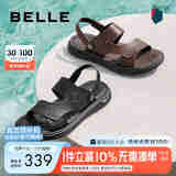 百丽真皮两穿凉鞋男夏季商场同款舒适凉拖鞋7YF01BL3 黑色 41 (255mm)