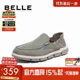 百丽一脚蹬懒人鞋男夏新轻便厚底休闲透气布鞋D1N01BM4 灰色 38 (240mm)