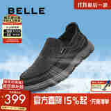 百丽透气休闲布鞋男25夏新商场同款一脚蹬懒人鞋8RW01BM5 黑色 38 (240mm)