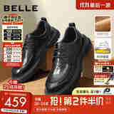 百丽商务皮鞋男秋新商场同款舒适牛皮休闲皮鞋加绒8ND01DM4预售 黑色-绒里 42 (260mm)