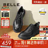 百丽商务皮鞋男秋新商场同款舒适牛皮休闲皮鞋加绒8ND01DM4预售 黑色-单里 42 (260mm)