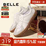 百丽舒适牛皮休闲男鞋秋季商场同款复古德训鞋52022CM0预售 白色 43 (265mm)
