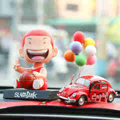 范特西 汽车摆件卡通摇头公仔车内饰品玩具 灌篮高手摆件生日礼物 办公室家居摆件工艺品客厅装修金属摆件 灌篮高手樱木+合金车+气球+灌篮高手防滑垫 通用款