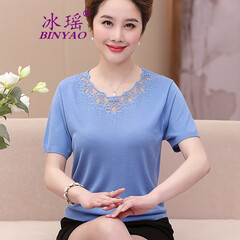 冰瑶2017新款中老年人女装夏装T恤外套中年妈
