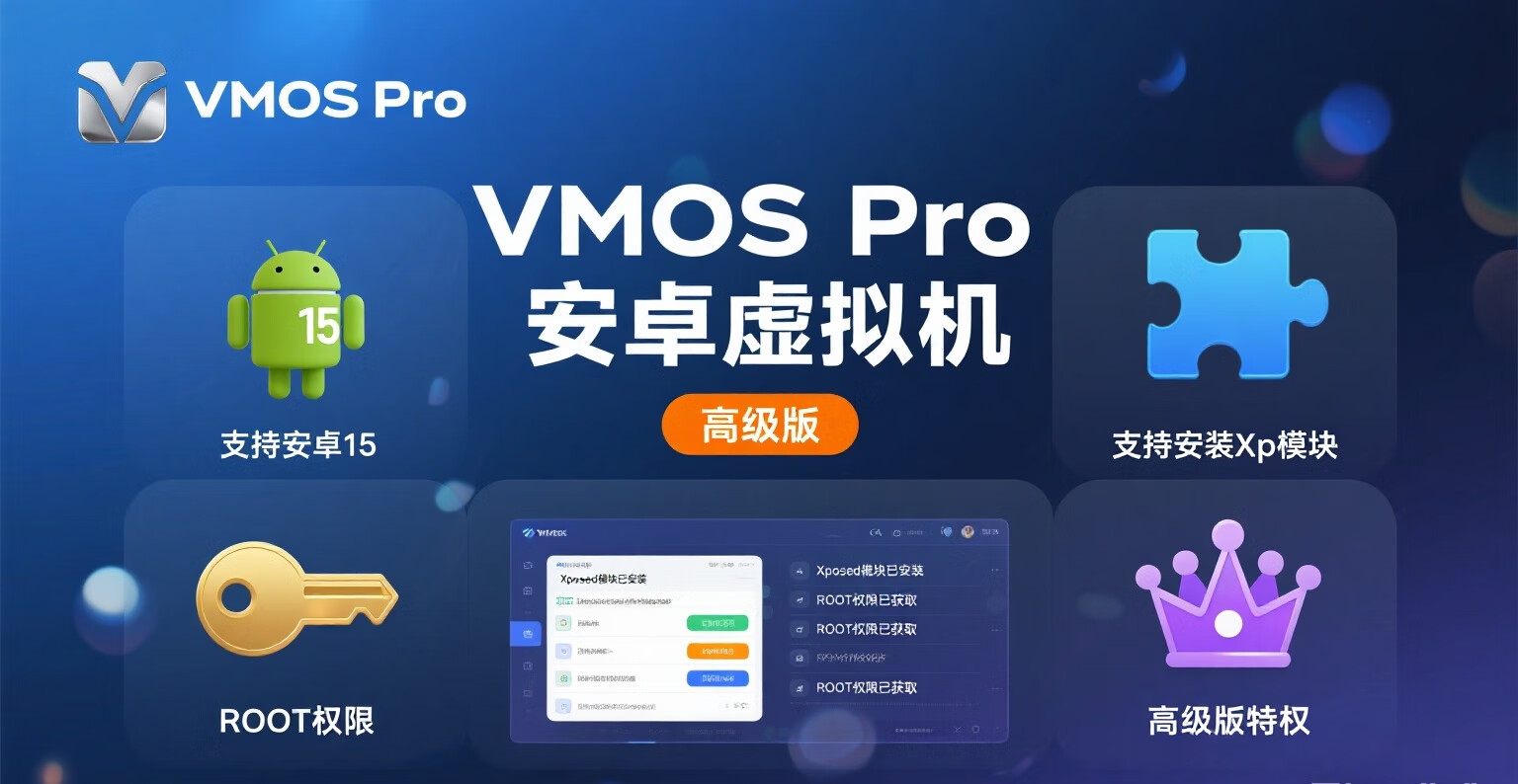 2025年VMOS_PRO安卓虚拟机高级版：支持安卓15、XP模块、root权限、谷歌服务，简直是玩家必备！