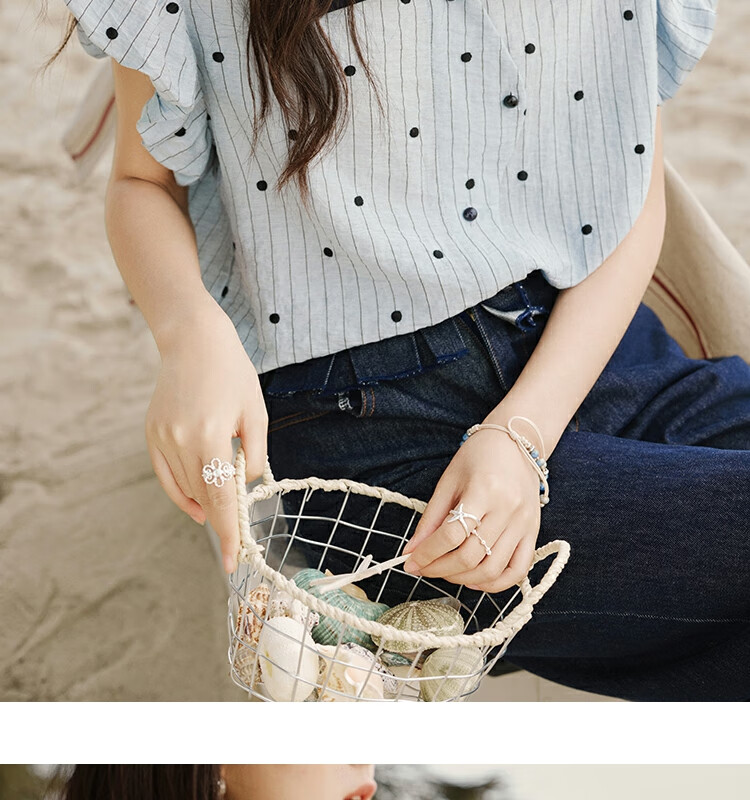 Mixiu [] Polka Dot Embroidered Shirt for Women 2026 Summer Unique Design Short Sleeve Blouse 34