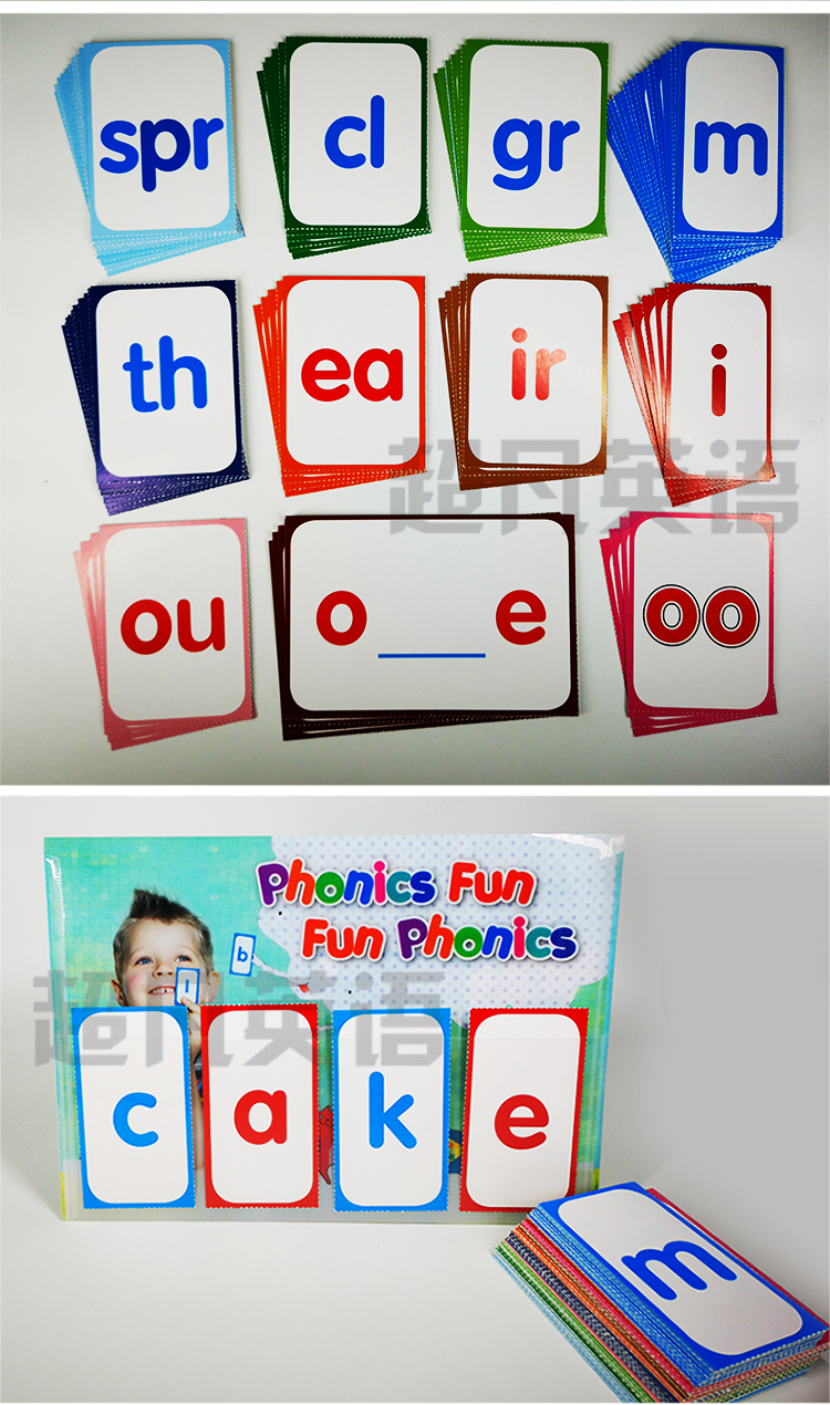 《英语自然拼读 phonics单词卡片拼读卡片教师教材字母拼写卡片 全套