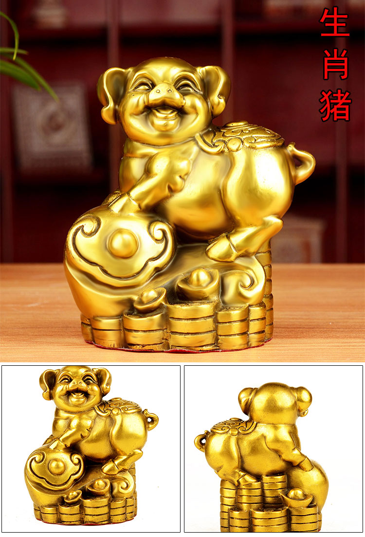 铜十二生肖摆件如意金钱属鼠牛虎兔龙蛇马羊猴鸡狗猪摆件 生肖牛15185