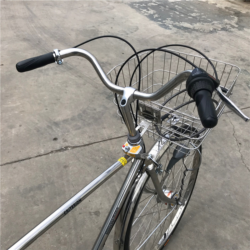 基洛夫日本自行车直横梁载人单车不锈钢日式系内变速三速复古男款城市