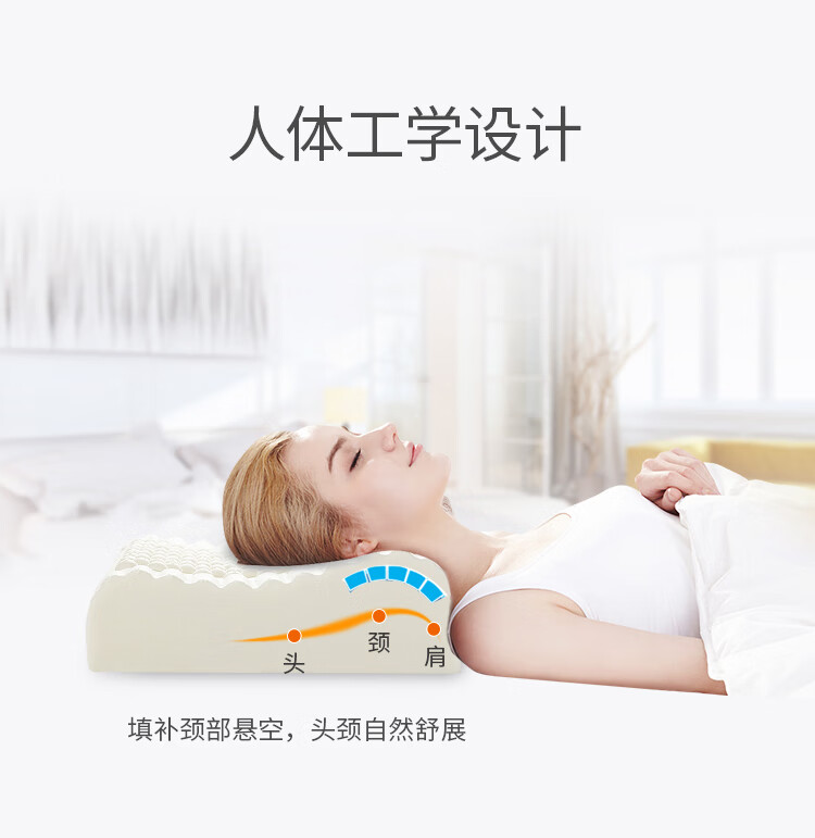 38518-【买一个送一个 送同款】睡眠博士(AiSleep)枕芯 乳胶枕进口乳胶护颈枕 58*35*9/11(按摩大颗粒)-详情图