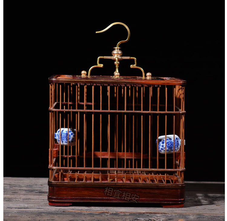 大号红木鸟笼大红酸枝鸟笼画眉鸟笼子木质雕刻鹦鹉八哥绣眼相思鹩哥