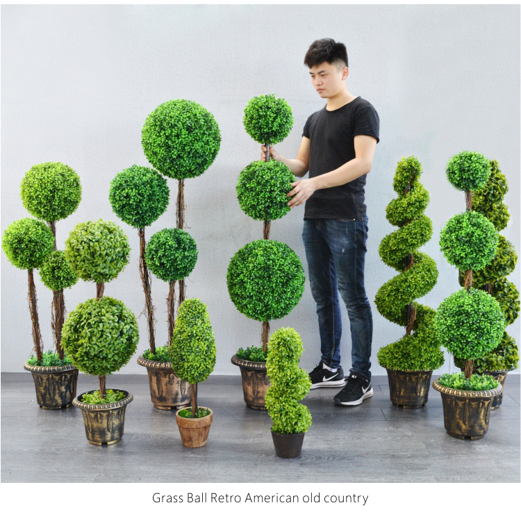 树颜仿真花大型植物加密米兰草球套装客厅室内落地装饰假盆栽绿植摆件