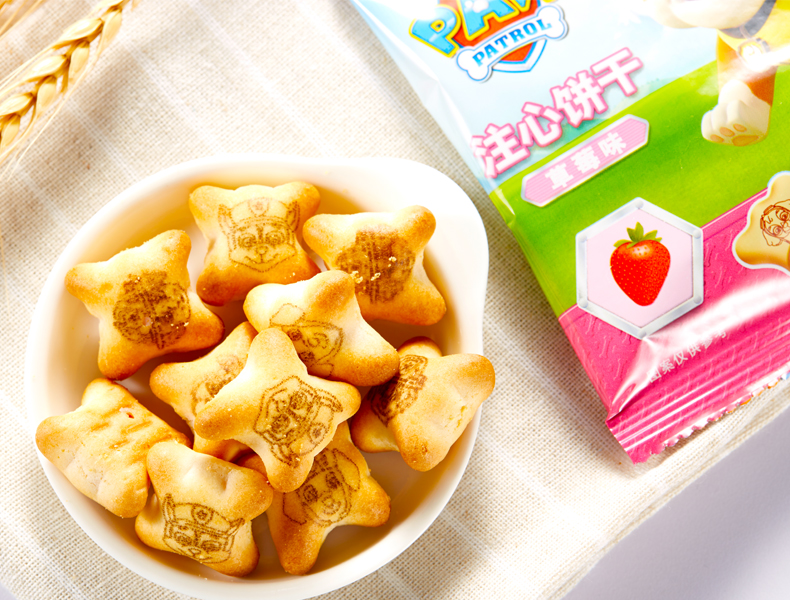 亿智小狗汪汪队立大功注心饼干草莓味巧克力味 儿童零食80g/盒*2盒