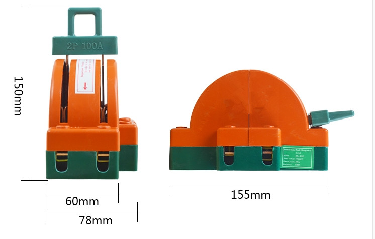 100a倒顺转换跟头闸220v电闸家用电瓶切换双向双投闸开关t5