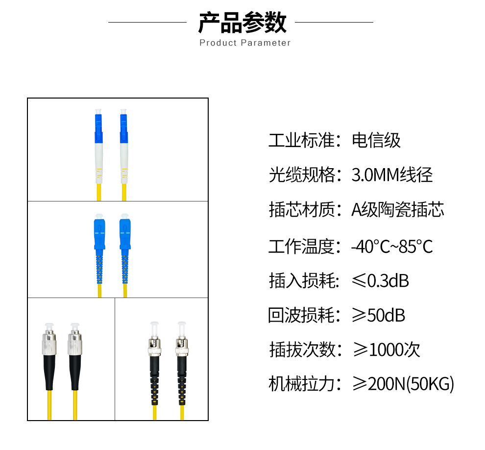电信级光纤跳线lclcscfc标准版万兆om3双工单模尾纤多模双纤熔接跳钎