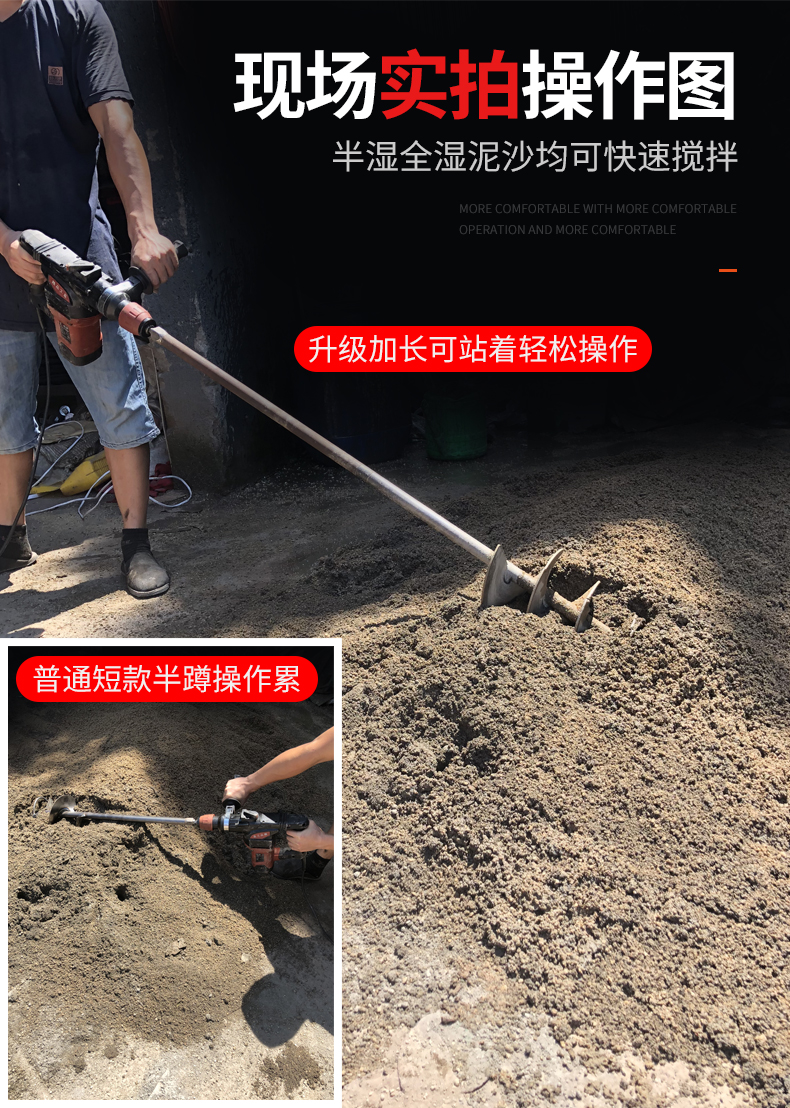 瓦工泥工攪灰攪拌杆頭水鑽電錘電動工具水泥土打灰螺旋葉拌灰神器經典