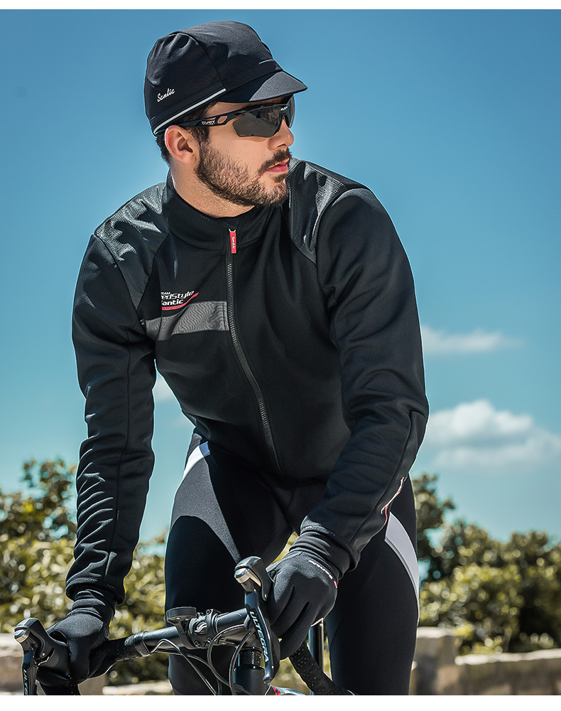 森地客 男士秋冬骑行服休闲长袖外套 抓绒防风保暖自行车骑行服装