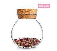heisou 密封茶叶罐茶道用具480ml软木盖透明玻璃 储物罐 茶具配件 花茶叶食品收纳瓶KC188