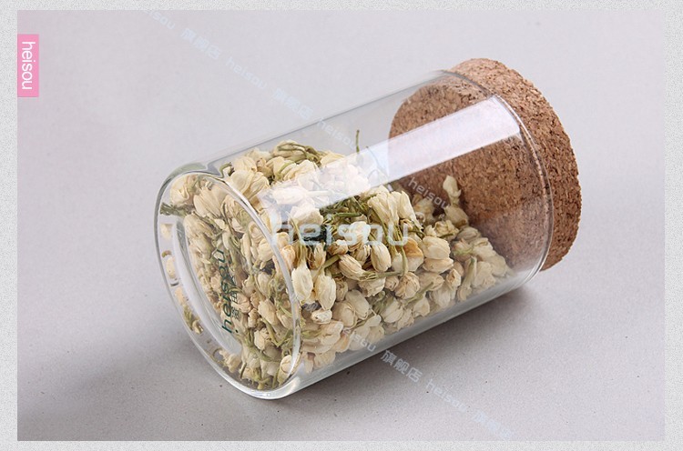 
                                        heisou 密封茶叶罐415ml软木盖透明玻璃茶道用具 储物罐 茶具配件KC187                