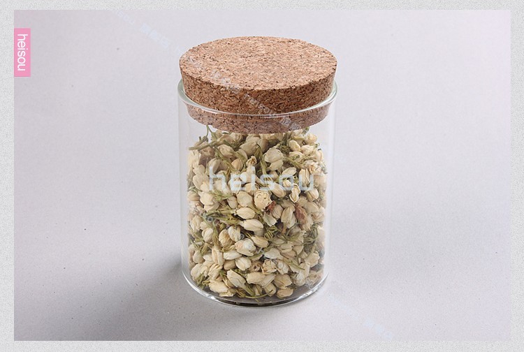 
                                        heisou 密封茶叶罐415ml软木盖透明玻璃茶道用具 储物罐 茶具配件KC187                