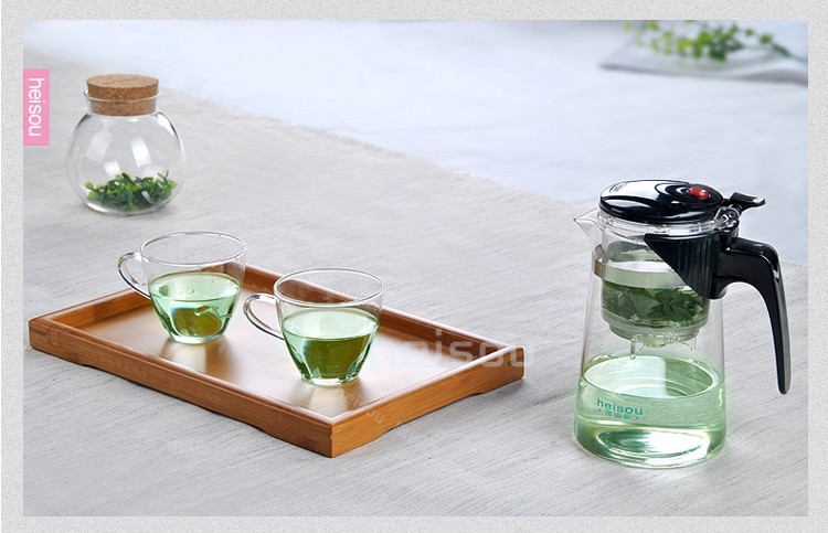 heisou 密封茶叶罐茶道用具480ml软木盖透明玻璃 储物罐 茶具配件 花茶叶食品收纳瓶KC188
