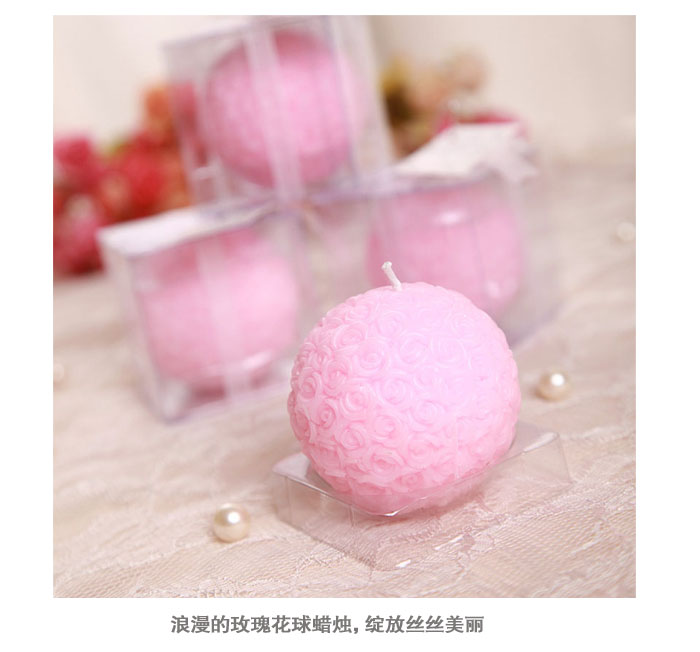 青苇 婚庆用品 玫瑰花蜡烛  粉色 4个装