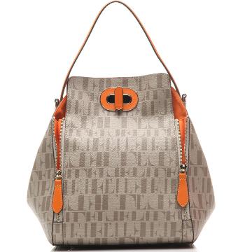 elle(她) puccini普妮系列pvc配牛皮单肩斜挎女包e3034p31108og橙色