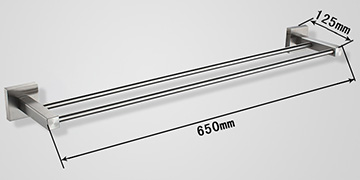 护家 斯柯不锈钢浴室挂件双杠毛巾架毛巾杆