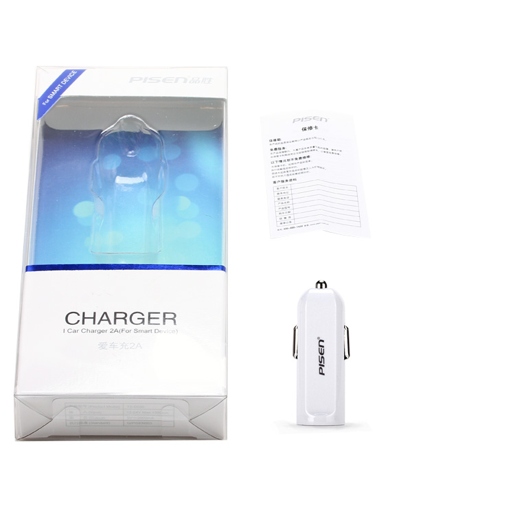 
                                        品胜 爱车充 USB车载充电器iPhone ipad air iPod平板车充 点烟器车充 品胜双USB车充 (1A-2A)双输出 标配                