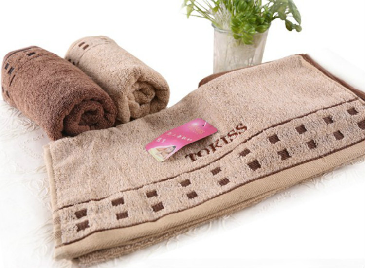 云涛 毛巾家纺 纯棉经典款小方格平缎绣花亲肤毛巾d12-4