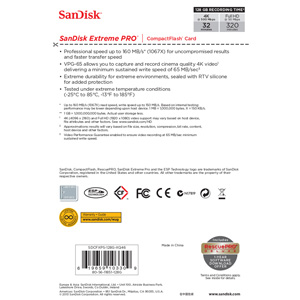 闪迪（SanDisk）至尊超极速CompactFlash存储卡 CF卡 128GB 1067X 读速160MB/s