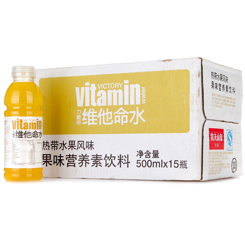 农夫山泉 力量帝维他命水 热带水果风味 500ml*15瓶 整箱(新老包装