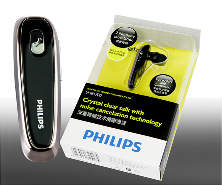 
                                                                                飞利浦（PHILIPS）无线车载蓝牙耳机单边挂耳式商务耳机双麦克风降噪苹果华为小米通用SHB1700                