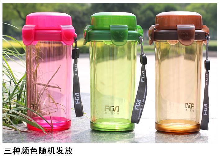 富光FGA 悠尚塑玻健康泡茶330ml玻璃水杯 FS8007-330红绿褐色