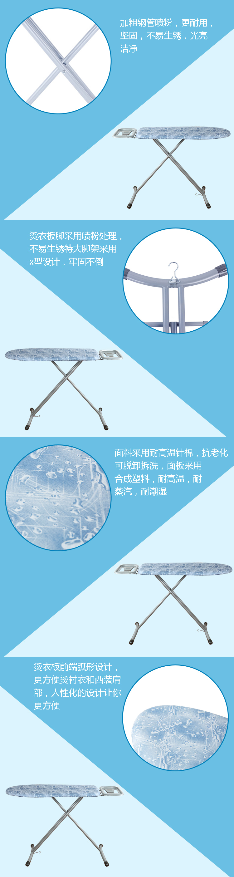 
                                        【京东超市】美家生活 可折叠喷塑PP熨烫板蓝色水滴款                