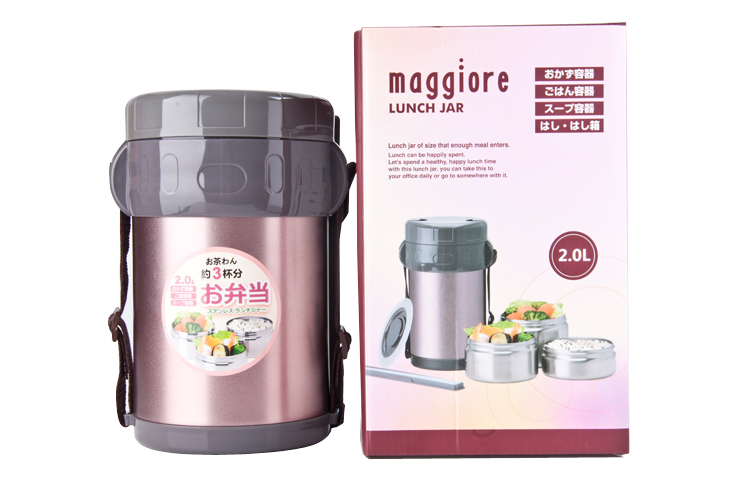 
                                        
                                                                                泰福高（TAFUCO）保温饭盒 304不锈钢保温桶保温提锅便当盒 T-0057 桃粉色 2.0L 带保温包                