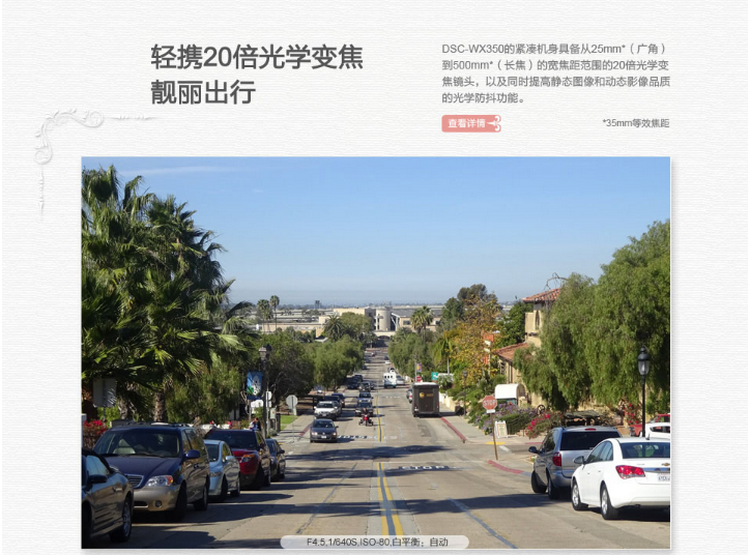 
                                                                                索尼（SONY） DSC-WX350 便携数码相机/照相机/卡片机 黑色（约1820万有效像素 20倍光学变焦  Wi-Fi遥控）                