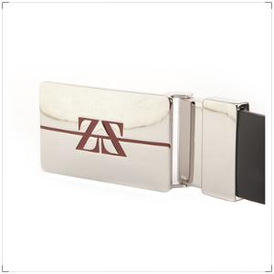 zegnasport 杰尼亚 男式黑灰色真皮红色双z银色扣头双面两用腰带皮带