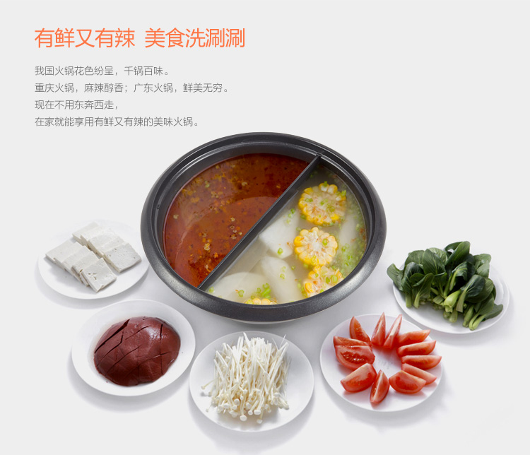 荣事达（Royalstar）HG35G 3L一锅两味 鸳鸯电火锅多用锅