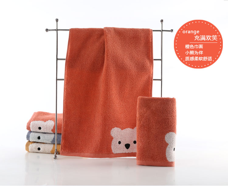 
                                        
                                                            金号毛巾家纺 纯棉卡通吸水面巾 无捻柔软加厚3条 红/蓝/棕 60*30cm 70g/条                