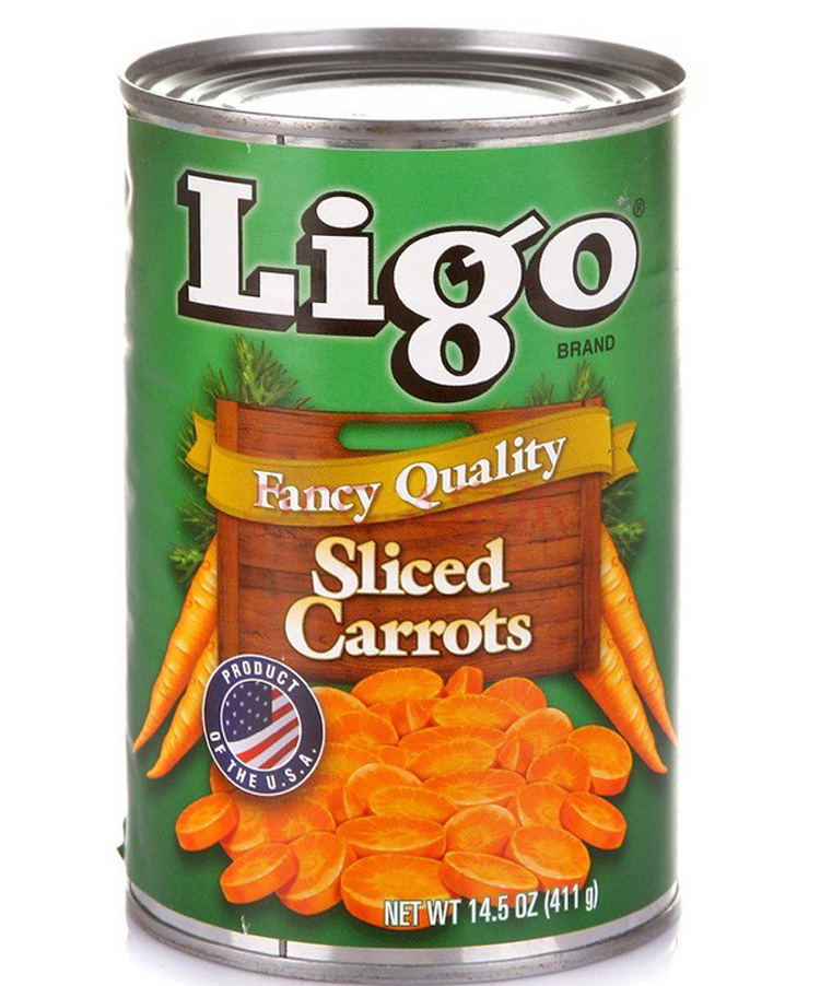 美国进口ligo利高牌切片胡萝卜罐头411g/罐