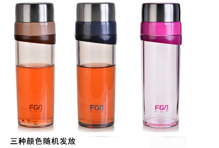 富光FGA 琥珀健康泡茶350ml玻璃水杯 FS6026-350红黑褐色