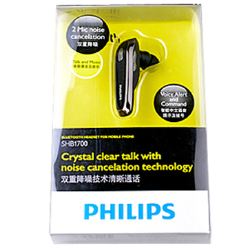 
                                                                                飞利浦（PHILIPS）无线车载蓝牙耳机单边挂耳式商务耳机双麦克风降噪苹果华为小米通用SHB1700                