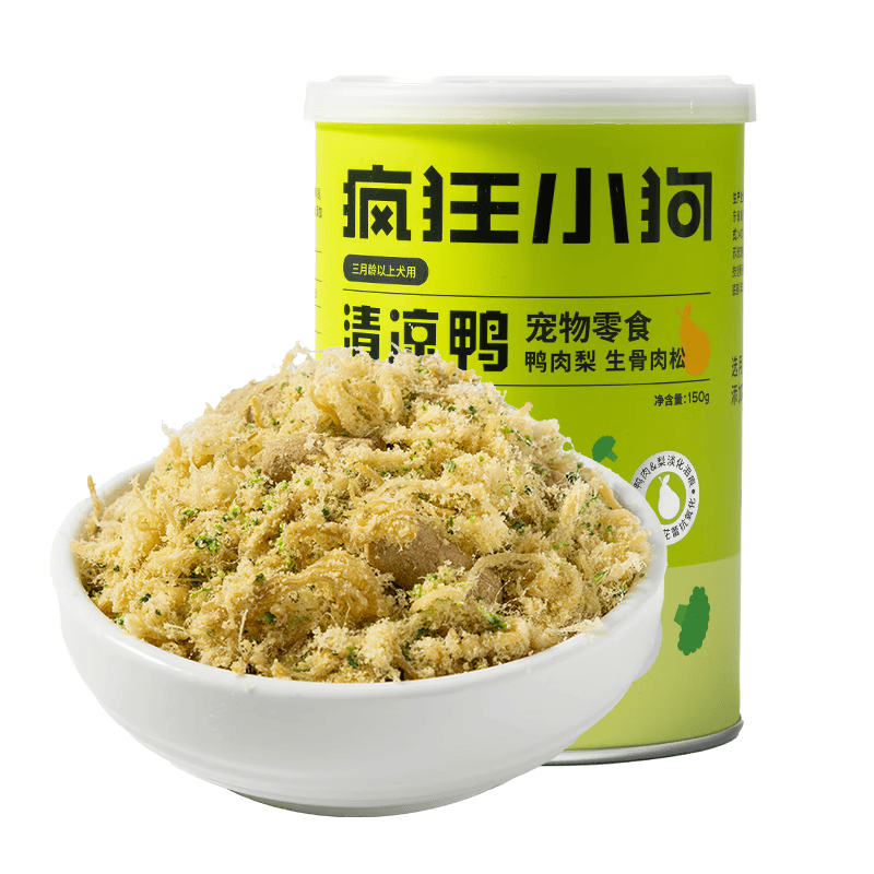 疯狂小狗宠物狗狗零食肉松拌粮辅食狗粮伴侣冻干 清凉鸭肉梨生骨肉松 150g